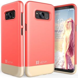 Vena iSlide Two-Tone Galaxy S8 Case Slim Fit Hard Cover Coral Red/Champagne Gold
